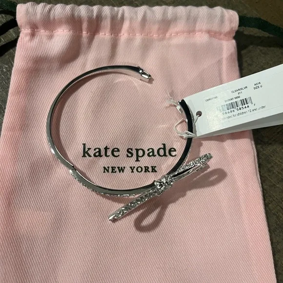 kate spade silver-tone crystal bow bangle bracelet - Picture 3 of 3